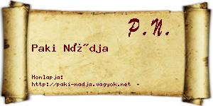 Paki Nádja névjegykártya